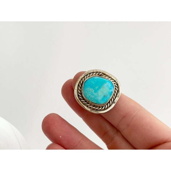 Turquoise Southwest Semi-Precious 925 Sterling Silver Vintage Ring - sz 7.5 - Picture 10 of 11